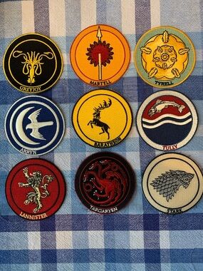 House Sigils Embroidered Patch Set - Yellow, Red, Black, Blue, White